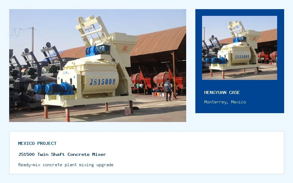 JS1500 Mezcladora de Concreto de Doble Eje - Proyecto de mezcladora de concreto en Mexico