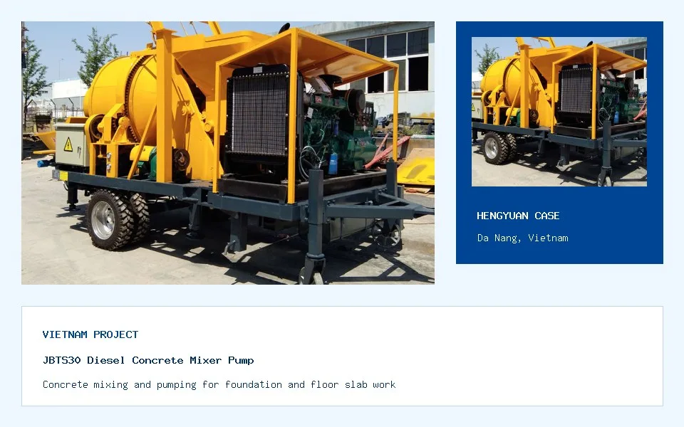 JBTS30 Pompe Malaxeur a Beton Diesel - Projet de pompe malaxeur a beton en Vietnam
