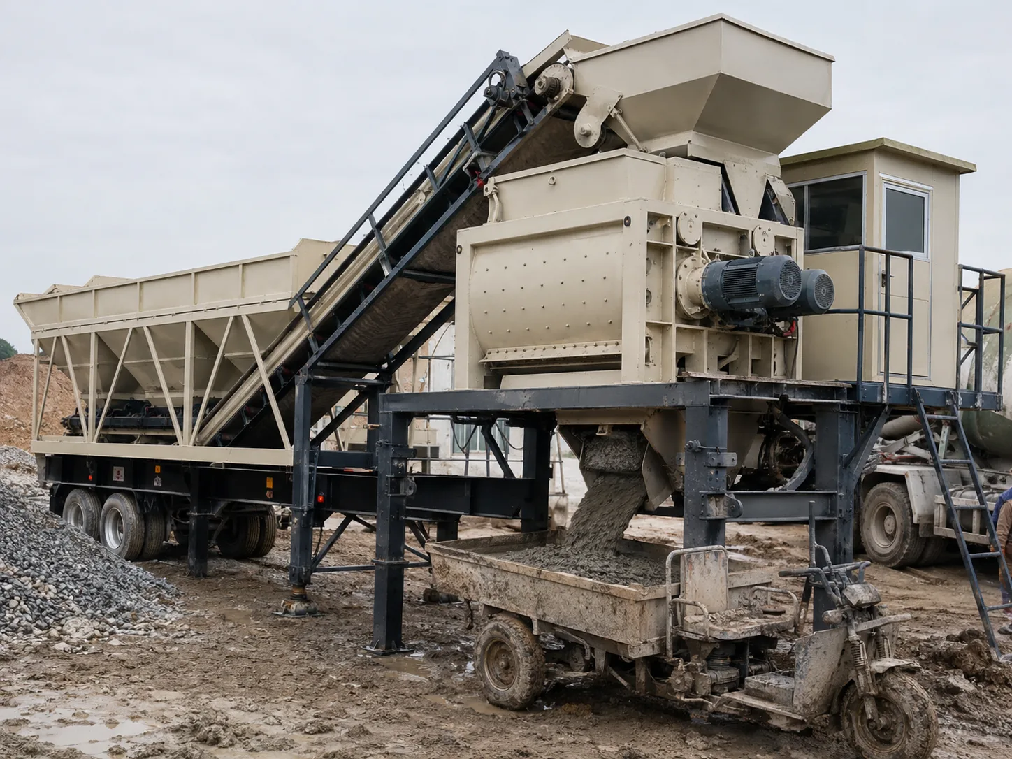 YHZS100-4 Centrale a Beton Mobile (Serie YHZS1.5)